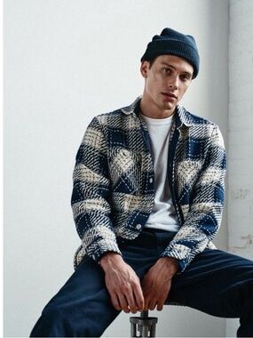 Wax London Whiting Marine Beatnik Button-Up Overshirt